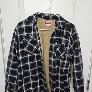 Wrangler Men's Sherpa Fleece Lined Flannel Shirt Jacket Small